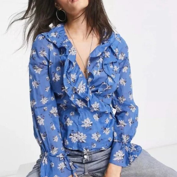Free People Amanda Ruffle Floral Top SMALL - Picture 1 of 15